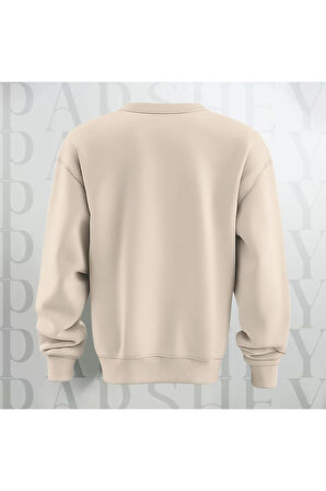 Unisex Rich Energy Yazı Baskılı Bisiklet Yaka Sweatshirt 3 İplik Şardonlu Oversize Kalıp