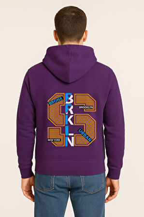 BRKLN Urban Baskılı Oversize Hoodie – Unisex Brooklyn Tasarım Kapüşonlu Sweatshirt