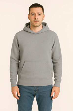 Erkek - Kadın Basic Kapüşonlu Sweatshirt - Oversize Rahat Kalıp Hoodie