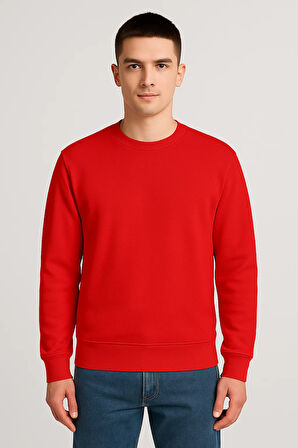 Kadın - Erkek Sweatshirt – Bisiklet Yaka Basic Uzun Kollu Rahat Fit