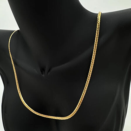 Çelik Zincir Unisex Gold Kolye 60 Cm - Gold
