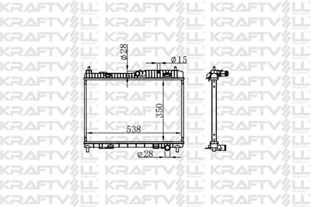 Ford Motor Su Radyatoru Fiesta 1,25 16v / 1,4 16v 08 /> B Max 1,4 16v 12 />  (350*538*18) Brazıng (mt) - Kraftvoll 08040050