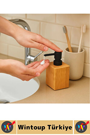 Kompakt Dayanıklı Lavabo Mutfak Banyo Deterjan Losyon Şampuan Şık Doğal Ahşap Sıvı Sabunluk 100 ML