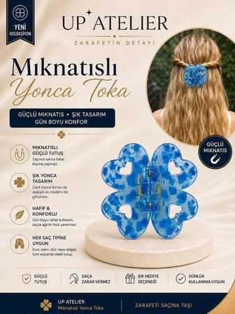 Mıknatıs Kemik Mavi Yonca Toka 6cm