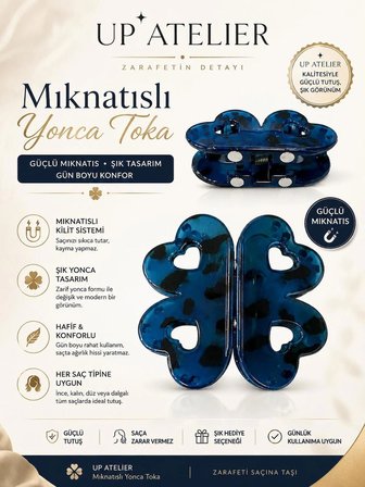 Mıknatıs Kemik Lacivert Yonca Toka 6cm