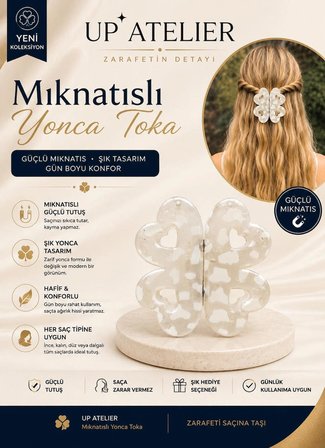 Mıknatıs Kemik Beyaz Yonca Toka 6cm