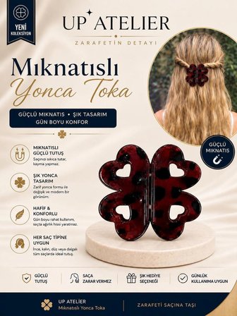Mıknatıs Kemik Bordo Yonca Toka 6cm