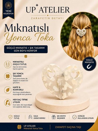 Mıknatıslı Beyaz Kemik Kalp Toka 5,5cm