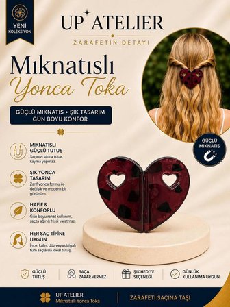 Mıknatıslı Kemik Bordo Kalp Toka 5,5cm