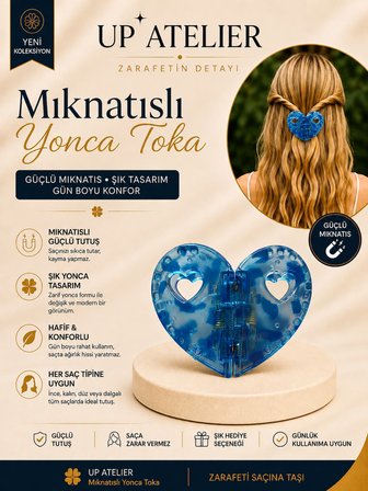 Mıknatıslı Mavi Kemik Kalp Toka 5,5cm