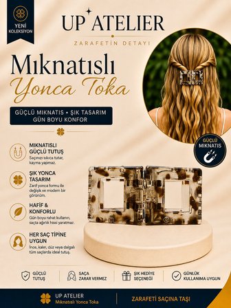 Kahverengi Mıknatıslı Kemik Kare Toka 6cm
