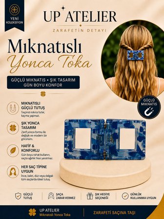 Mavi Mıknatıslı Kemik Kare Toka 6cm