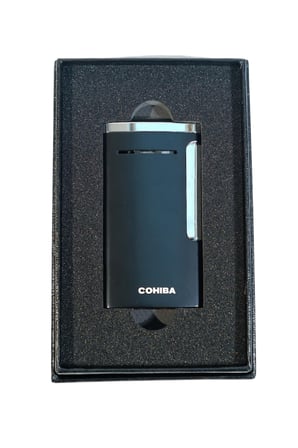 Cohiba Tek Torch Perde Alev Slim 7 Dizayn Siyah Metal Puro Çakmağı - TR9624