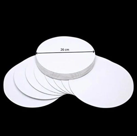 Turta Mendili / Pasta Altlığı Beyaz Yuvarlak 26 cm 10 adet