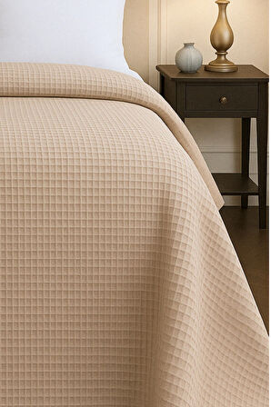 Renkli Gofret Desen Tek Kişilik Pike Yatak Örtüsü Otel Pike 160x230 cm