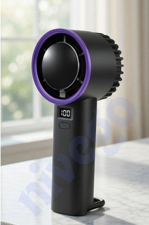 LCD Göstergeli 1200mAh Şarj edilebilir Bataryalı Taşınabilir Mini Fan Vantilatör Pervane