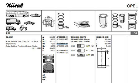 Opel Motor Pston Segmanı C20ne Vectra A (86,50mm) 050 - Goetze 8771693050000g