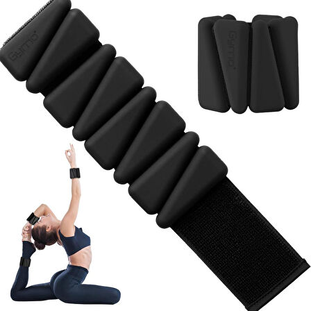 Gymo Pro Series Ayarlanabilir Silikon Bilek Ağırlığı 2x1kg Üçgen Siyah