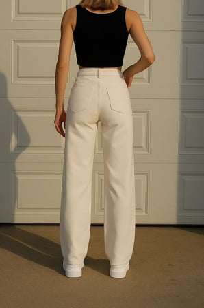 Krem Salaş Çnr Kadın Yüksek Bel Palazzo Jeans Likralı Esnek Kot Pantolon Yeni Hsn-2