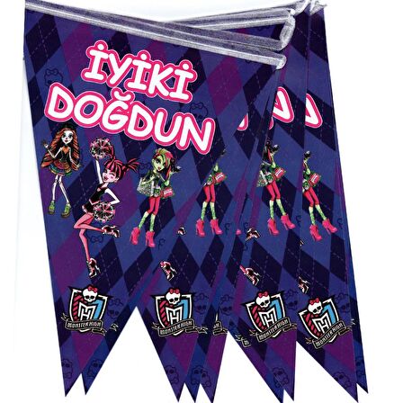 Monster High Temalı Üçgen Flama Bayrak Süs