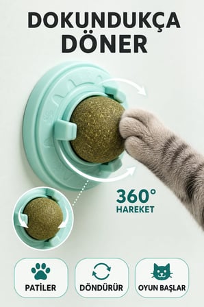 Kedi Nanesi Catnip Döner Top Yenilebilir Duvara Yapışan Kedi Oyuncağı