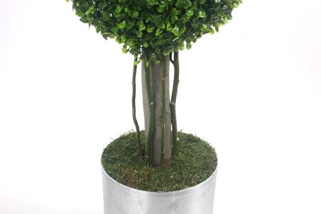 Yapay Ağaç Şimşir Top 2li Model Paslanmaz Aleminyum Saksılı