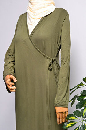 Kadın Yandan Bağlamalı Pamuklu Penye Namaz Elbisesi – 38-48 beden