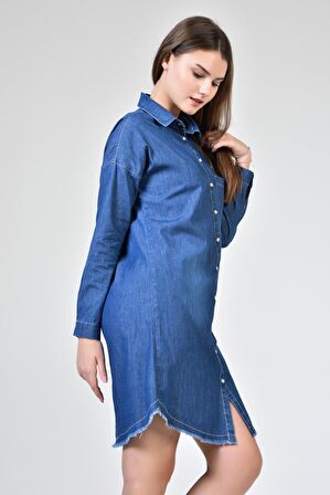 Kadın Denim Uzun Kollu Tunik DS21YB255593