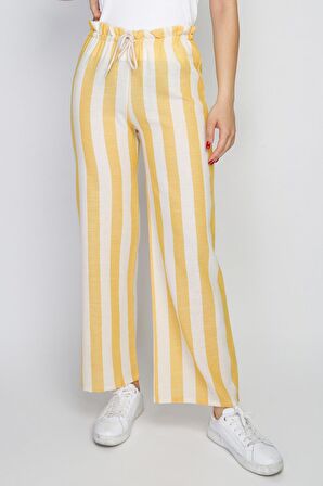 Rodi Rodi Kadın Geniş Çizgili Lastik Bel Bol Paça Pantolon RD21YB010111