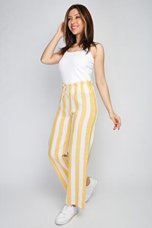 Rodi Rodi Kadın Geniş Çizgili Lastik Bel Bol Paça Pantolon RD21YB010111