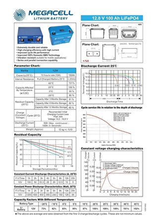 MEGACELL 12.8V 100Ah Lityum/LiFePO4 Akü ABS Kasa