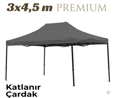 Missidea Premium Katlanır Çardak Bahçe Tentesi 3x4.5 Antrasit Çelik Gövde Polyester Branda Suya Dayanıklı