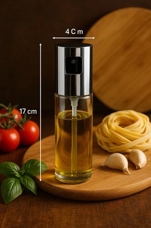 Arvital Sprey Yağ Şişesi Cam Yağlık ve Sirkelik Şeffaf Airfryer Uyumlu Mutfak Gereci