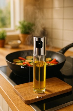 Arvital Sprey Yağ Şişesi Cam Yağlık ve Sirkelik Şeffaf Airfryer Uyumlu Mutfak Gereci