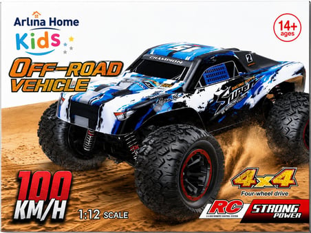 Arlina Home Kids Off-Road Uzaktan Kumandalı Araba 1:12 Ölçek 4x4 Mavi Beyaz