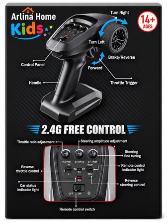 Arlina Home Kids Off-Road Uzaktan Kumandalı Araba 1:12 Ölçek 4x4 Mavi Beyaz