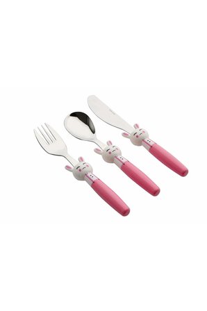 Porland Mini Rabbit Pembe Çocuk Çatal Bıçak Takımı