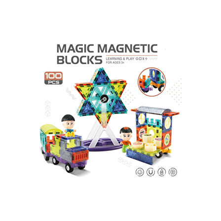 Magic Magnetic Blocks 100 Parça Manyetik Oyuncak Bloklar Seti