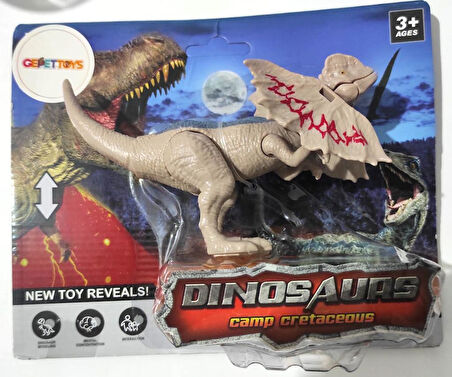 WS5305 Ağzı ve Eklem Yerleri Hareket Ettirilebilir Dilophosaurus  Dinazor Figürü Açık Yeşil