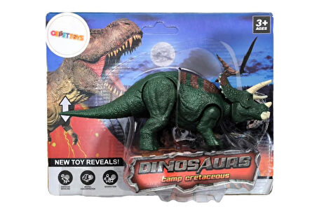 WS5305 Kafa ve Eklem Yerleri Hareket Ettirilebilir Triceratops Dinazor Figürü Kahverengi