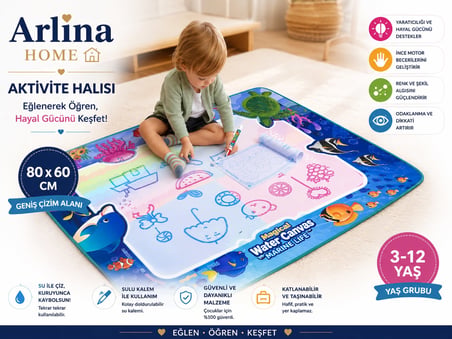Eğitici Eğlenceli Sihirli Boyama Akvaryum Aktivite Halısı