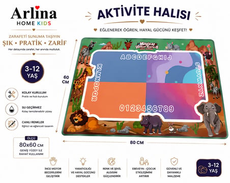 Eğitici Eğlenceli Sihirli Boyama Aktivite Halısı