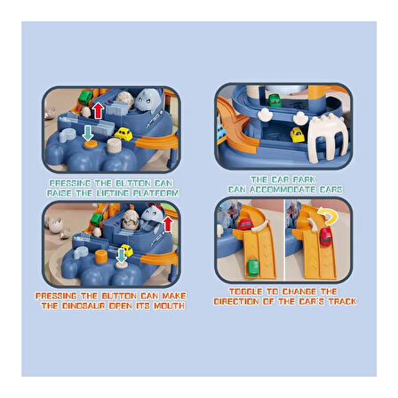 2in1 Arabalı Dinozor Temalı Yarış Pisti Raylı Parkur Macera Oyuncağı