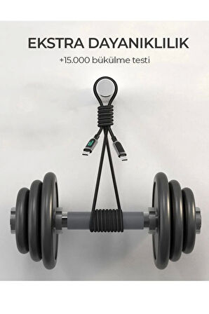 Hepu HPCCL120 Dijital Ekranlı 1.2 Metre 100W Type-C to Type-C Hızlı Data Sarj Kablosu