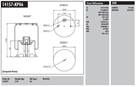 Unıversal Truck Plastık Piston Komple Schmitz Waweler - Connect MD 14157-Kp06