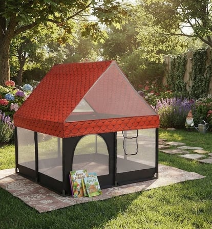 Missidea Siyah Çatılı Kare Bebek ve Çocuk Oyun Alanı 120x120 cm
