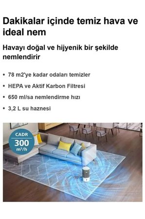 Philips 78 m² Uygulama Kontrollü HEPA Filtreli Nemlendirmeli Akıllı Sensörlü Hava Temizleyici