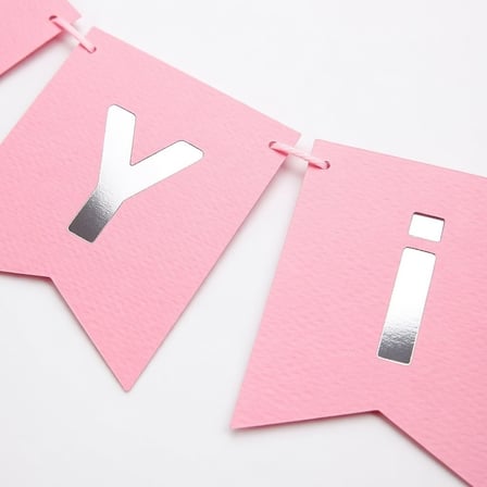İyi Ki Doğdun Banner Pembe Gümüş Yazılı Doğum Günü Parti Flama Süsü