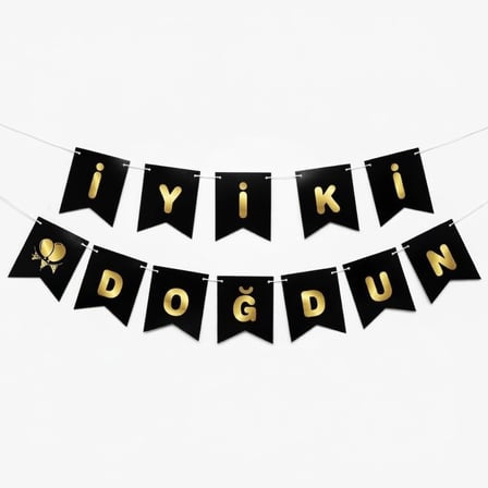 İyi Ki Doğdun Banner Siyah Gold Doğum Günü Parti Süsü Dekorasyon Afişi