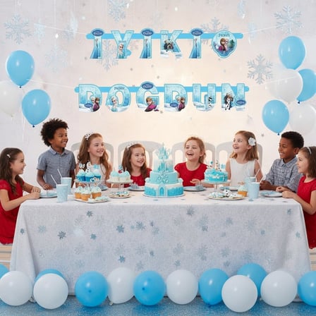 Frozen İyi Ki Doğdun Banner Kız Çocuk Doğum Günü Parti Süsü Dekorasyonu